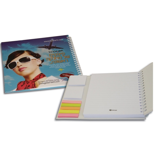 הפקות דפוס מיוחדות:

מחברת כריכה קשה, גודל A5, הכריכה מודפסת בפרוצס מלא + למינציה.  
בפנים: 80 דפים ממותגים. 
אופציה לדבקיות ממותגות.
