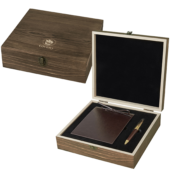 מארז מתנה מעץ עבור בלוק נייר ועט מבית המותג גבעוני. 
תא לבלוק: 16.5x13x2.5 ס