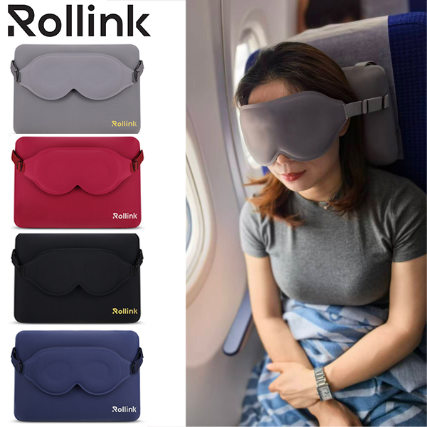 כרית ויסקו ארגונומית לנסיעות משולבת עם כיסוי לעיניים מבית המותג Rollink. 
מידות:
כרית: ‎28×20×9 ס