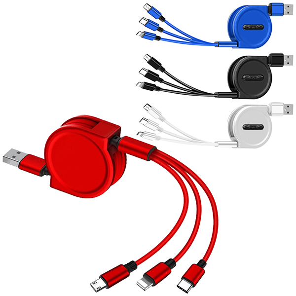 כבל טעינה 3 ב - 1. 
נמתח באורך כ- 1 מטר (יו יו). 
כולל 3 מפצלים: TYPE C ,IPOHNE ואנדרואיד. 