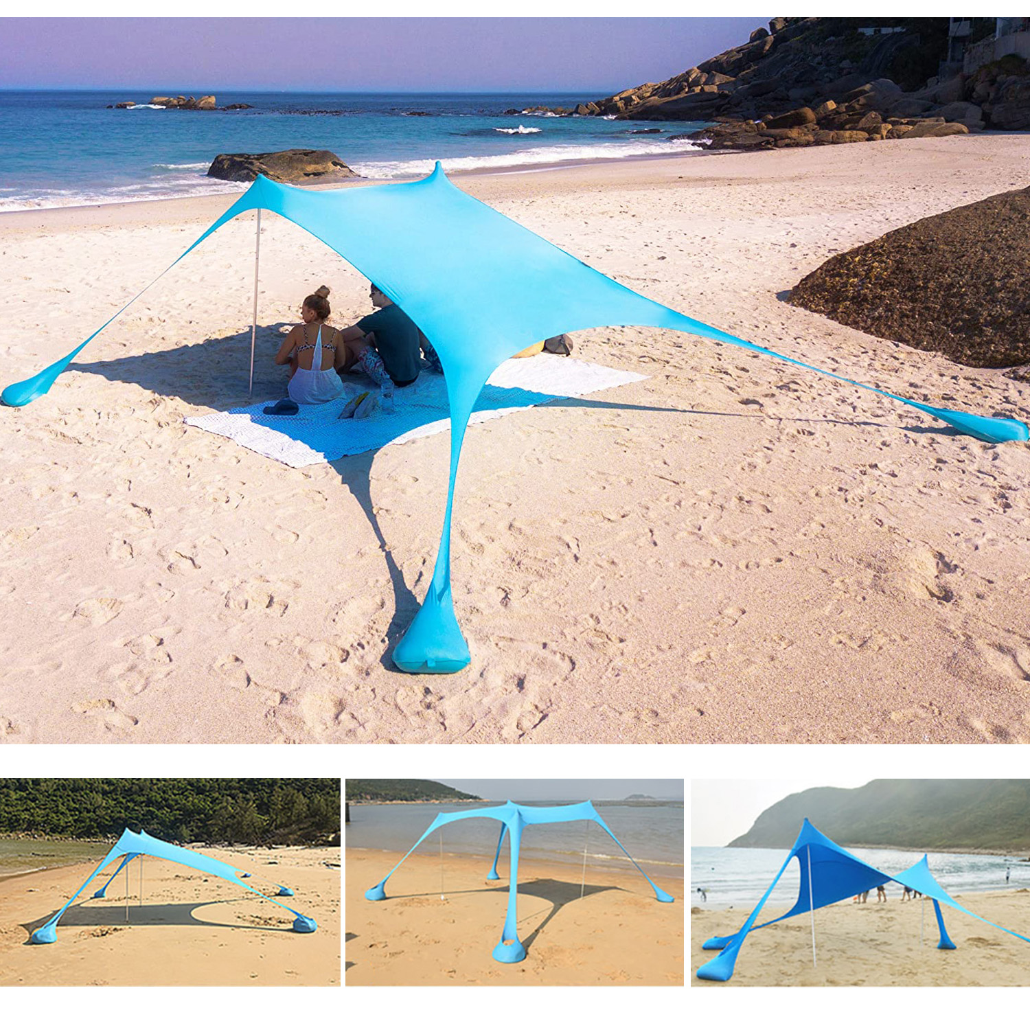 נקסוס - אוהל רוח 240x240 ס“מ. נוח ומהיר לפרישה, קיפול ונשיאה. עמיד ברוחות חזקות. 
בד דוחה חול, אלסטי ונעים למגע.
4 עוגני חול. מתאים לחיבור לעץ, יתד או אבנים.



