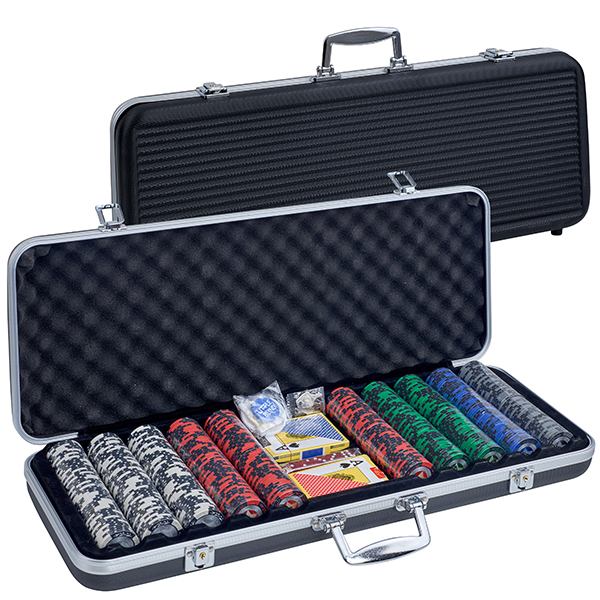סט פוקר מקצועי 500 ציפים, 14.5 גרם, קלפי פלסטיק. 