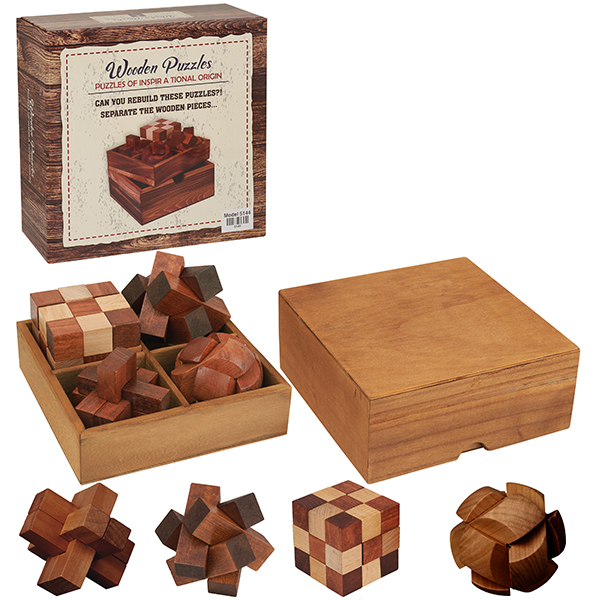 מארז מתנה מהודר לארבעה משחקי מחשבה 19x19x10 ס"מ. 