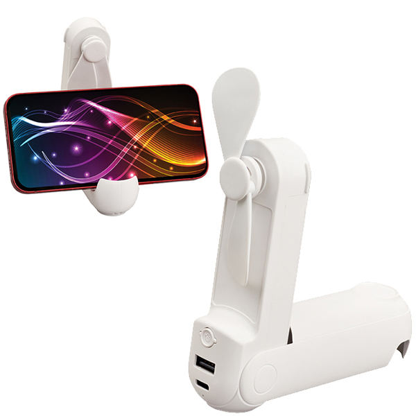 פאוור בנק סוללת גיבוי 3000mAh משולב עם מאוורר ופנס. מפרט:
כניסה - יציאה: 5V/1A.
מידות: 119x37x37 מ