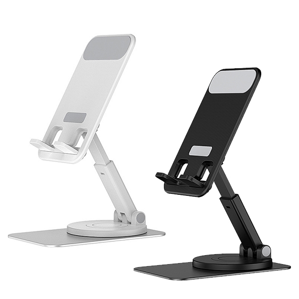 מעמד לטלפון נייד וטאבלט מתכוונן עם זרוע מסתובבת 360 משולב מתכת + ABS + סיליקון. 
על בסיס מלבני 12x8 ס