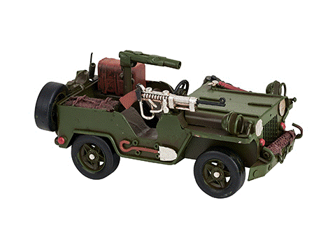 דגם מכונית גיפ רטרו צבאי מתכת 17x9 ס"מ. 