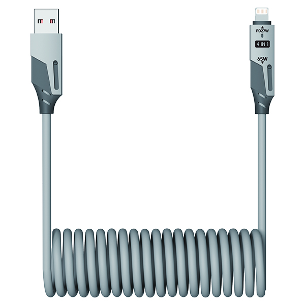 כבל טעינה 4 ב-1 מהיר במיוחד 60W/27W ספירלה תואם Type-C/iOS/Android כולל DATA. 