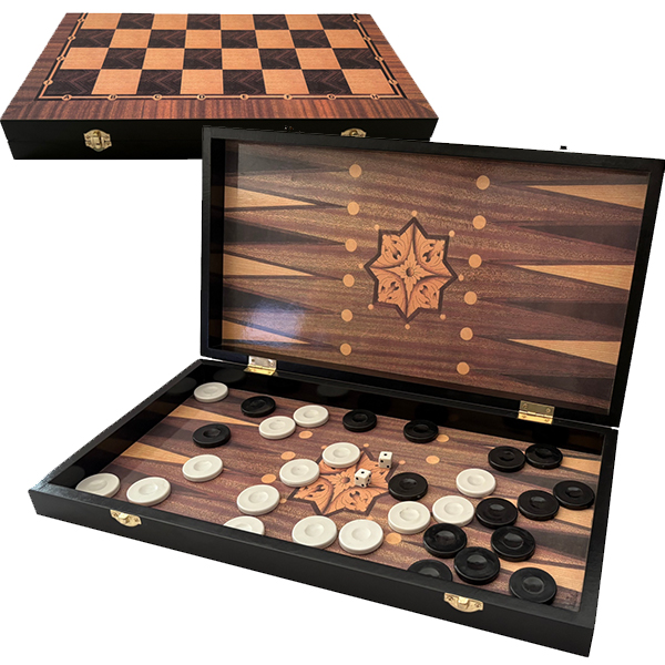 שש בש יוקרתי עם לוח מתקפל, 47x25 ס"מ.