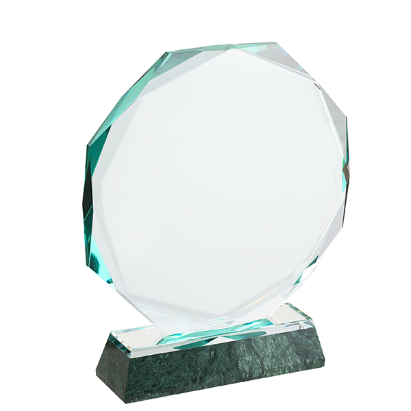 מגן הוקרה מזכוכית קריסטל בסיס מובנה. 16x16 ס