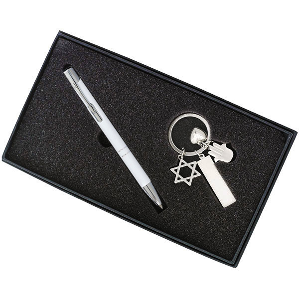 מארז מחזיק מפתחות חמסה/לב/מגן דוד/לוחית + מקום לעט.