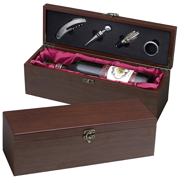 מארז עץ מהגוני לבקבוק יין 36.5x11.5x12 ס