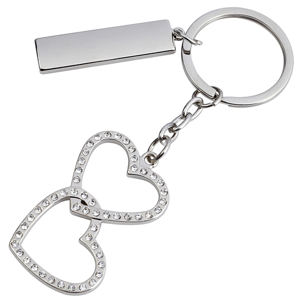 מחזיק מפתחות מתכתי משובץ באבנים 