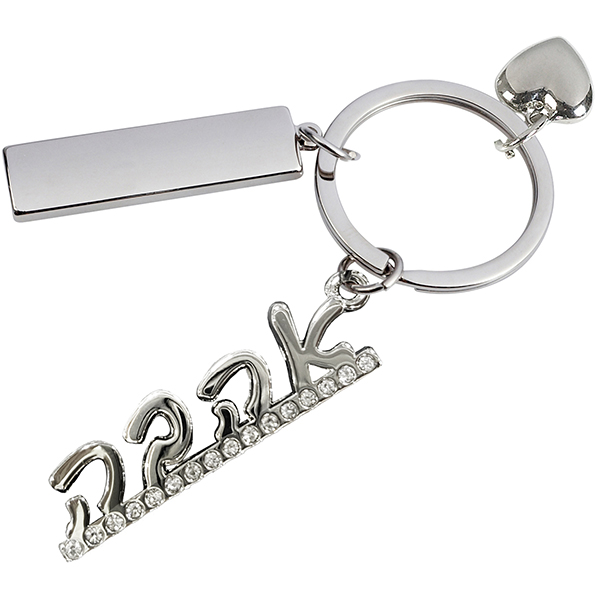 מחזיק מפתחות מתכתי משובץ באבנים 