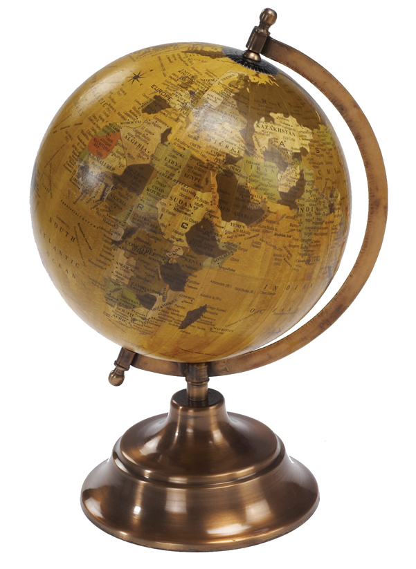 גלובוס ענתיק מהודר בעבודת יד. 
קוטר 20 ס