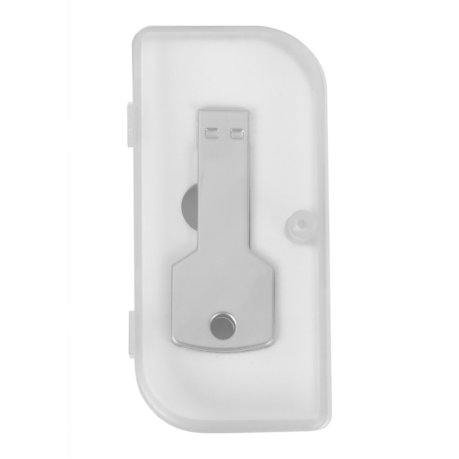 קופסת poly propylene מלבנית מהודרת לדיסק און קי בצורת מפתח. 
מידות: 9.4x4.5x2.2 ס