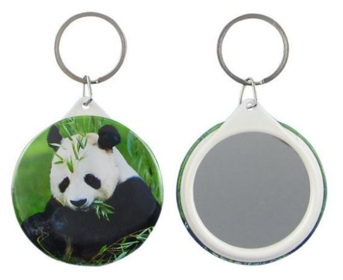 מחזיקי מפתחות עגולים עם מראה והדפסה צבעונית. 
קיים בקוטר 58 מ