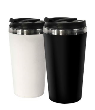 כוס תרמוס איכותית בעלת דופן כפולה, בפנים פלדת אל חלד 201 , בחוץ PS , בעלת מכסה עשוי PP , מכסה בהברגה עם פיית שתיה, נפח 450 מ