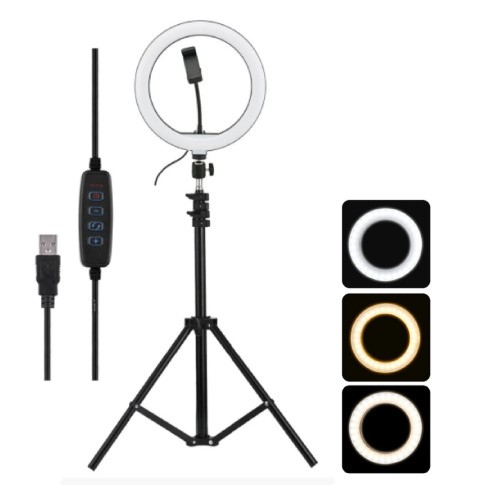 עמדת TIK TOK מדליקה - מוט סלפי 2.1 מטר בצבע שחור ארוז בקופסה. 
תאורה בצורת טבעת בגודל 10 אינץ