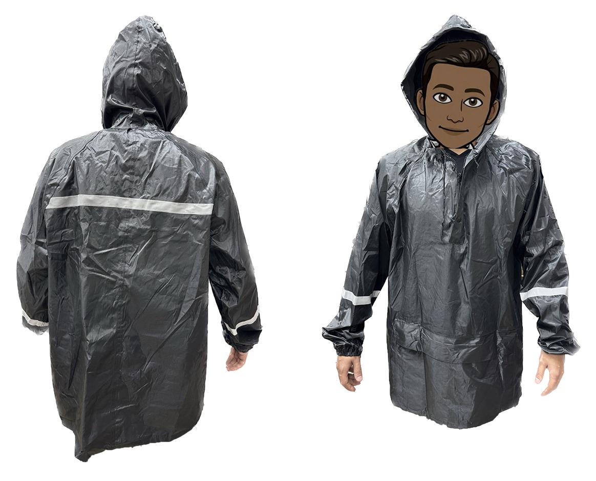 קפוצ’ון גשם פרימיום איכותי עם רוכסן בחלק העליון.
כולל פסים מחזירי אור לנראות מקסימלית בשעות החשיכה.
כיס גדול במרכז הקפוצ’ון.
גומי בקצה השרוול להתאמה לכל גודל יד.
עשוי pvc עבה ואטום. 
נשמר לאורך זמן.