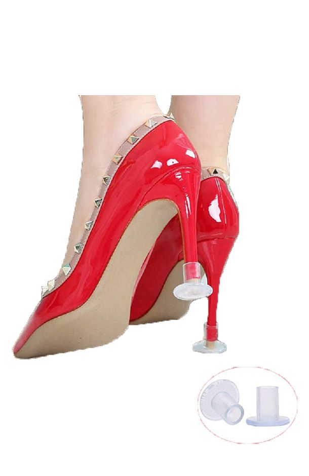 מגני עקב שקופים לנעלי עקב הממזערות סיכויי נפילה והתעקמות הרגל. 
מניעת כניסת העקב למשטחי דק או רווחים בסוגי רצפות שונים.
מידה אחת.