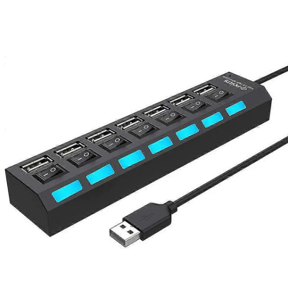 מפצל כניסת USB אחת ל-7 כניסות. 
מידות: 16.5x3.5 ס