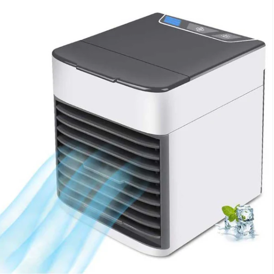 מאוורר שולחני עם מצנן אוויר - מיני מאוורר נטען.
מופעל בחיבור USB.
פתח עליון למים וקרח.
מצנן אישי מעולה. 