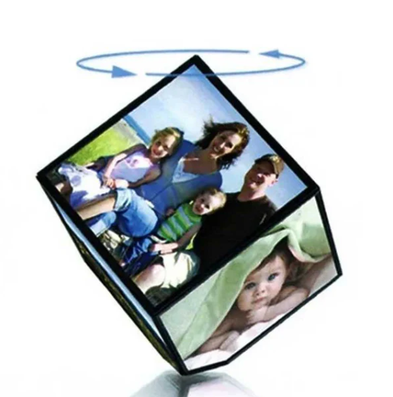מסגרת תמונות מסתובבת. 
כולל 8 פאות לתמונות בגודל 10x10 ס