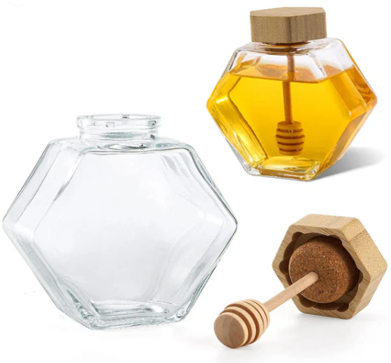 צנצנת דבש איכותית עם רודה דבש. 
זכוכית עבה וחזה במיוחד.
פקק אטימה מעץ.
רודה דבש איכותי.
נפח: 100 מ