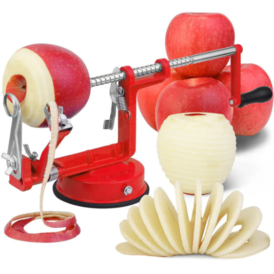 קולפן תפוחי עץ, תפוחי אדמה, אגסים.. ועוד.
קולפן את הקליפה באופן מדויק המשאיר עבורכם יותר פרי.
בסיס הנתפס בוואקום לעבודה חלקה על משטח העבודה.
נוח וקל לתפעול.