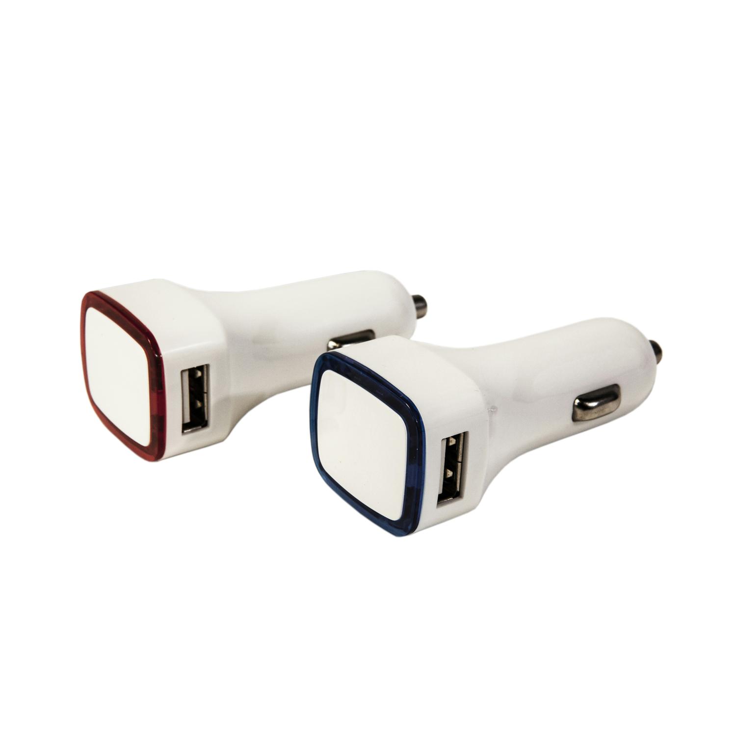 מטען USB מחיבור למצת הרכב.
בעל 2 יציאות במהירות 2.1A.
שטח פרסום: 3x3 ס”מ.