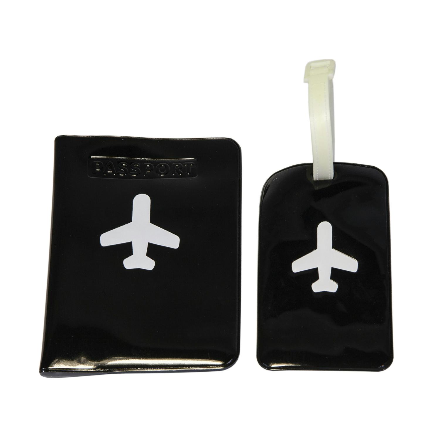 סט כיסוי לדרכון ותג מזוודה מחומר PVC גמיש.
