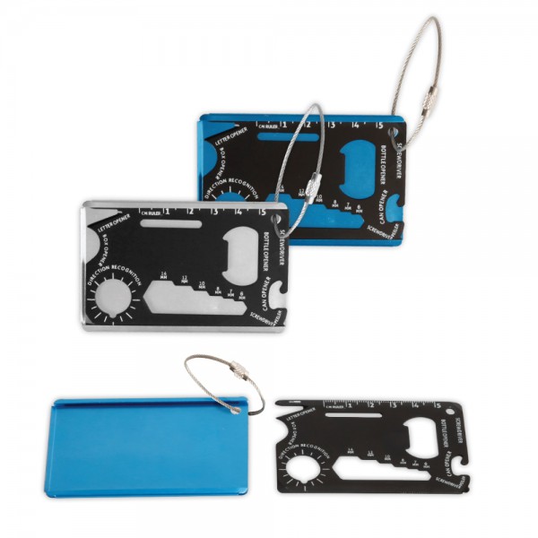 קליבר - מחזיק מפתחות ערכת כלים בגודל כרטיס אשראי עשוי מתכת, 7x4.5 ס