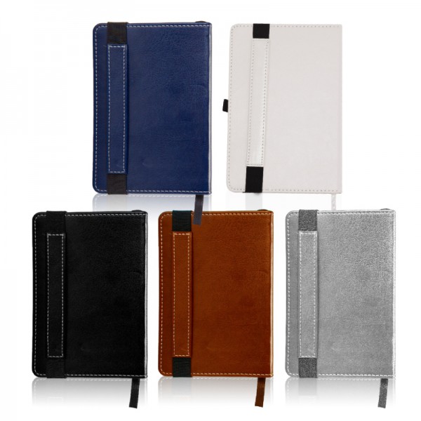 קמפוס - מחברת A5 מעוצבת יוקרתית דמוי עור. 
סגירת גומי.
מקום לעט וסימניה.
104 דף.