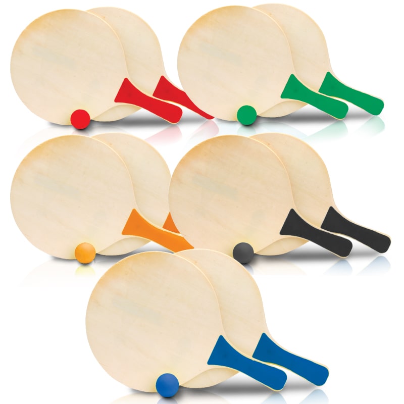 רוקט - זוג מטקות עשויות עץ עם ידית צבעונית וכדור תואם. 
קוטר 23.5 ס