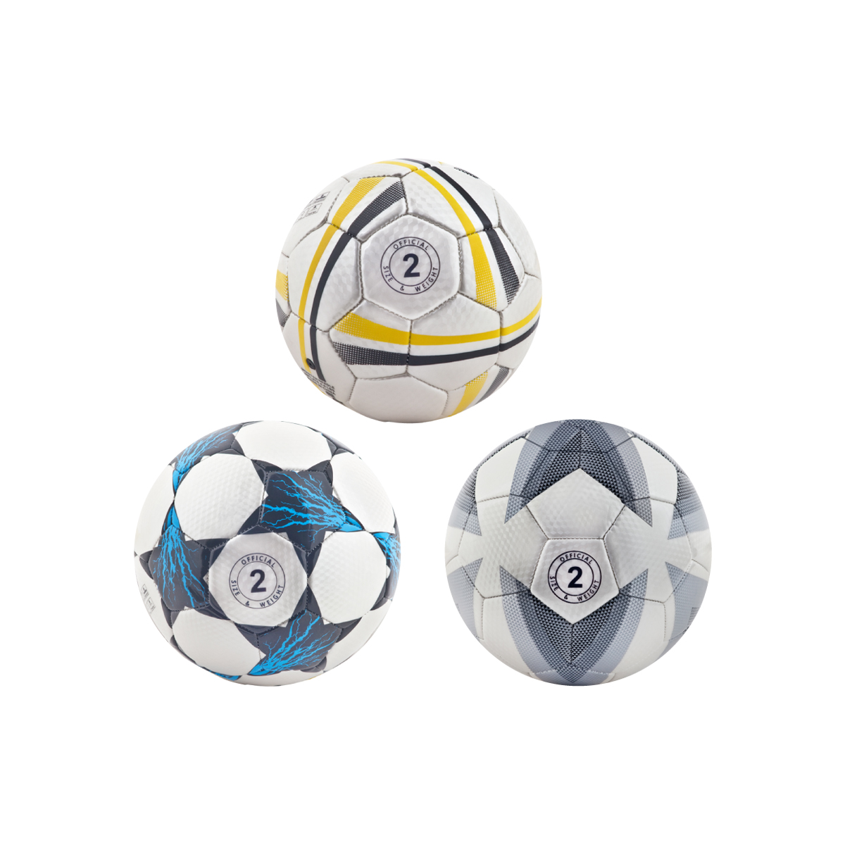 כדורגל לאימון במידה 2. 

עשוי מחומר TPU חזק ועמיד. אינו סופג מים.
מתאים למשחק במשטחים שונים. 
נקב ניפוח השומר על לחץ אוויר זמן רב. 
הכדור מגיע לא מנופח.