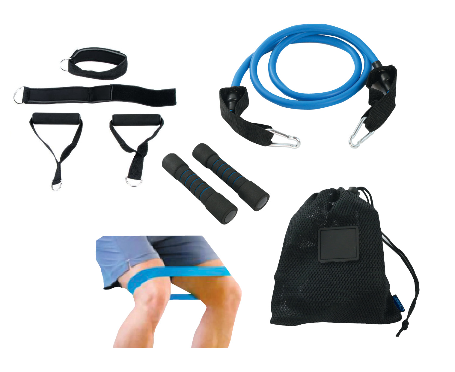 IO Pro 1 -  ערכת ספורט  In & Out Pro לבית, למשרד, לנסיעת עבודה או חופש. 
הסט כולל זוג משקולות של 1.00 ק