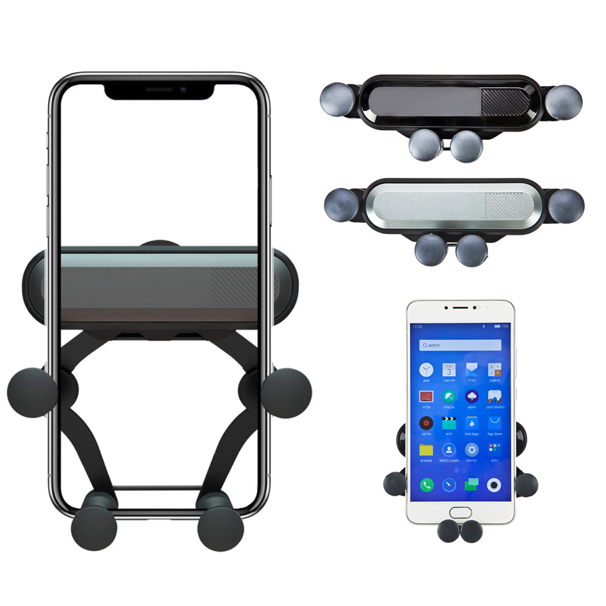 אסטריה - מחזיק טלפון חזק ופשוט לתפעול עם עיצוב יחודי. ללא צורך בהדבקות או ברגים. מתאים לכל הגדלים. תופסן מיוחד המתחבר לתריס המזגן ברכב. 
נח מאד לתפעול-הכנסה והוצאת הטלפון מהמחזיק ביד אחת.