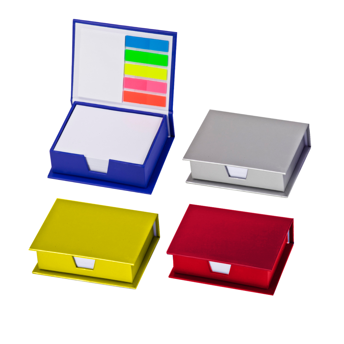 סנטי - מעמד שולחני לניירות ממו ודגלונים - מכיל ניירות ממו, ניירות ממו דביקים ודגלוני סימון ב 5 צבעים. 
כריכת נייר קשה.
מידות: 11.70x4x8.80 ס