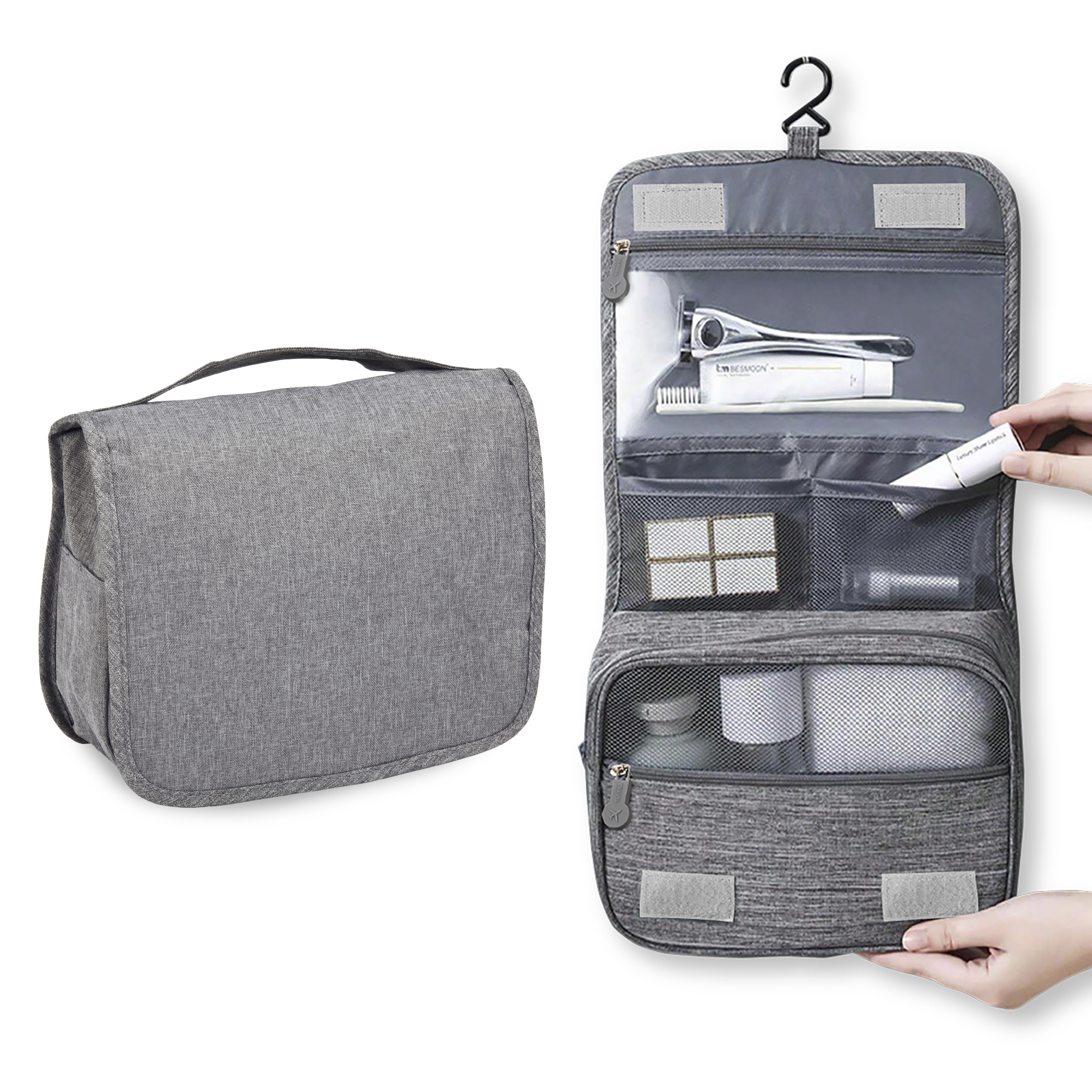 אנטיב - תיק כלי רחצה 10x18x25 ס״מ. 
וו תליה, 3 כיסים עם סגירת רוכסן.