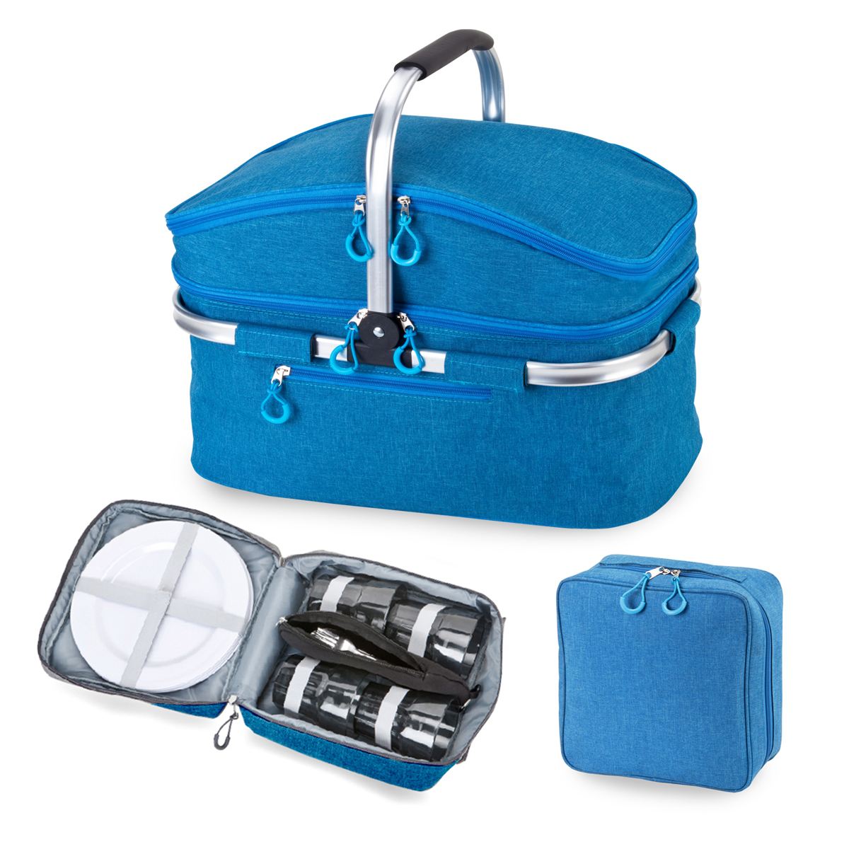 אדר - צידנית עם כלים ל-4 סועדים. 
צידנית 2 קומות 25x35x46.5 ס”מ. 
ציפוי פנימי אלומיניום.
מסגרת וידית אלומיניום.
תיק נשיאה על כלים ל-4 סועדים.
4 צלחות מלמין, 4 כוסות, סכו”ם נירוסטה. 
גודל תיק כלים: 24x10x24 ס”מ.