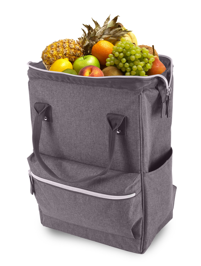 פטגוניה 12 – תיק גב עם צידנית.
תיק גב צידנית מבד קורדורה 2-Tone. נפח 12.0 ליטר.
עיצוב ייחודי מסדרת  CoolHeat. כיס קדמי עם רוכסן. שני כיסי צד. שתי ידיות אחיזה ורצועות גב.
פתיחה רחבה ונוחה כמו תיק רופא.
ציפוי פנימי PEVA מיוחד למזון.
ניתנת לניקוי בקלות.
מידות: 14×35×24 ס”מ.