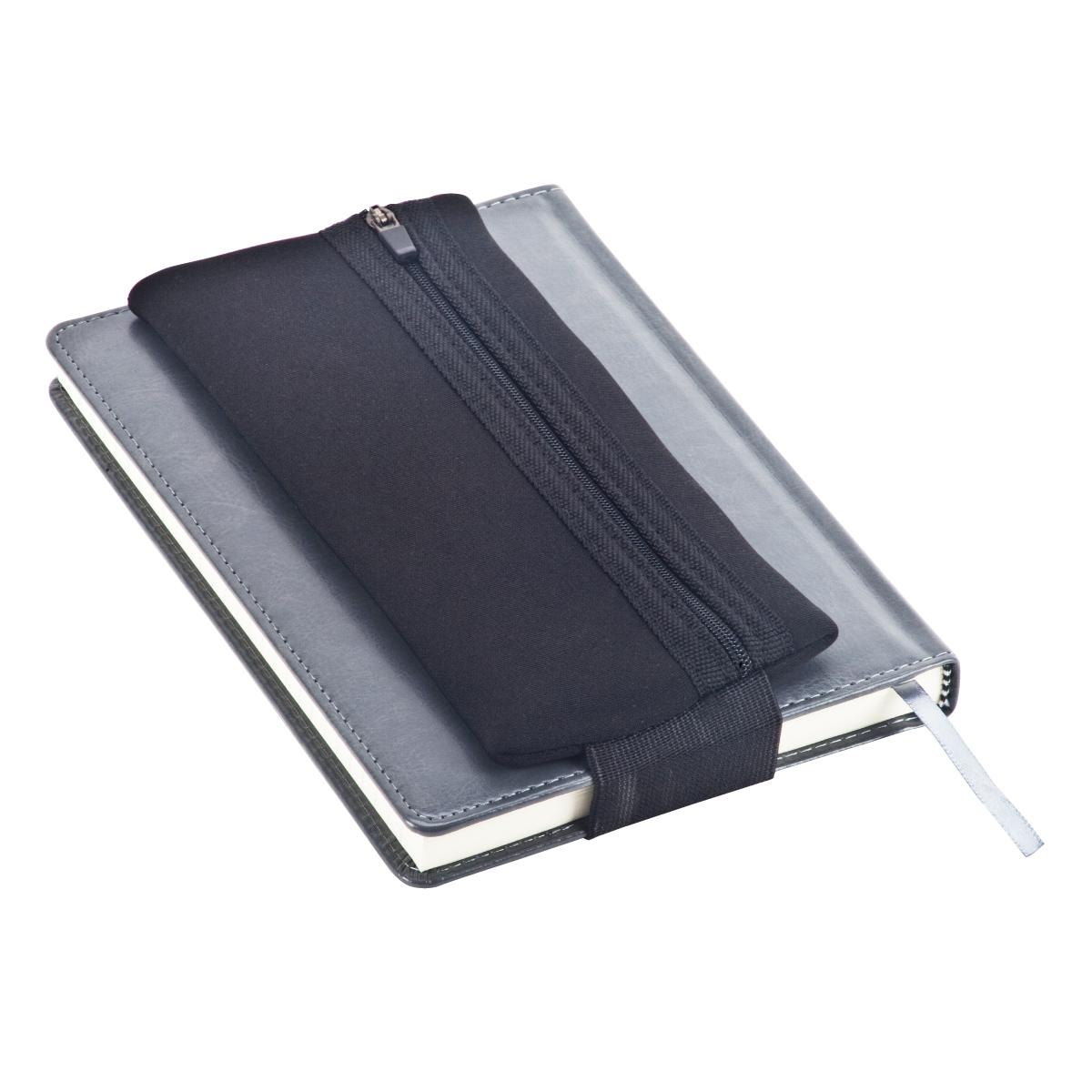 ריסק - קלמר עם רוכסן וגומייה לנשיאה עם מחברת, ספר, קלסר. לשימוש כארנק, קלמר למכשירי כתיבה, כלי איפור. בד נאופרן. 
