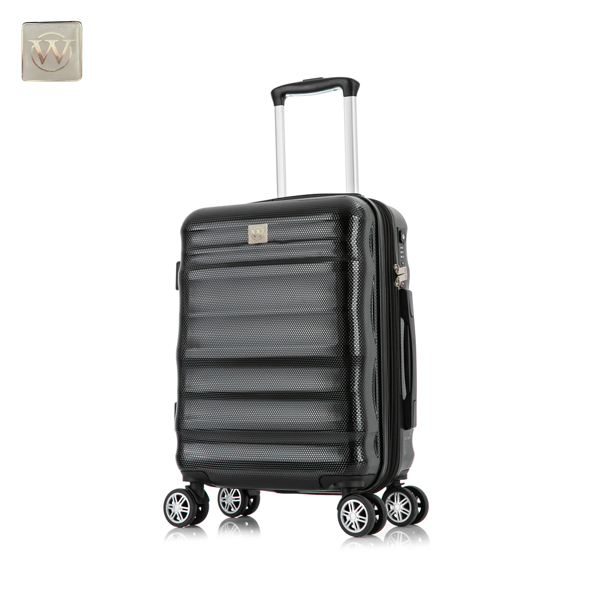 Wolman - מזוודת עליה למטוס “20.  
מעטפת 100% PC.
מזוודה מתרחבת.
תקן IATA.
4 גלגלים כפולים עם גומי 360 מעלות.
מנעול TSA.
שתי ידיות אחיזה.
ביטנה פנימית עם כיס בצד אחד ורצועות הידוק בצד השני.
מנגנון 3 שלבים מאלומיניום.