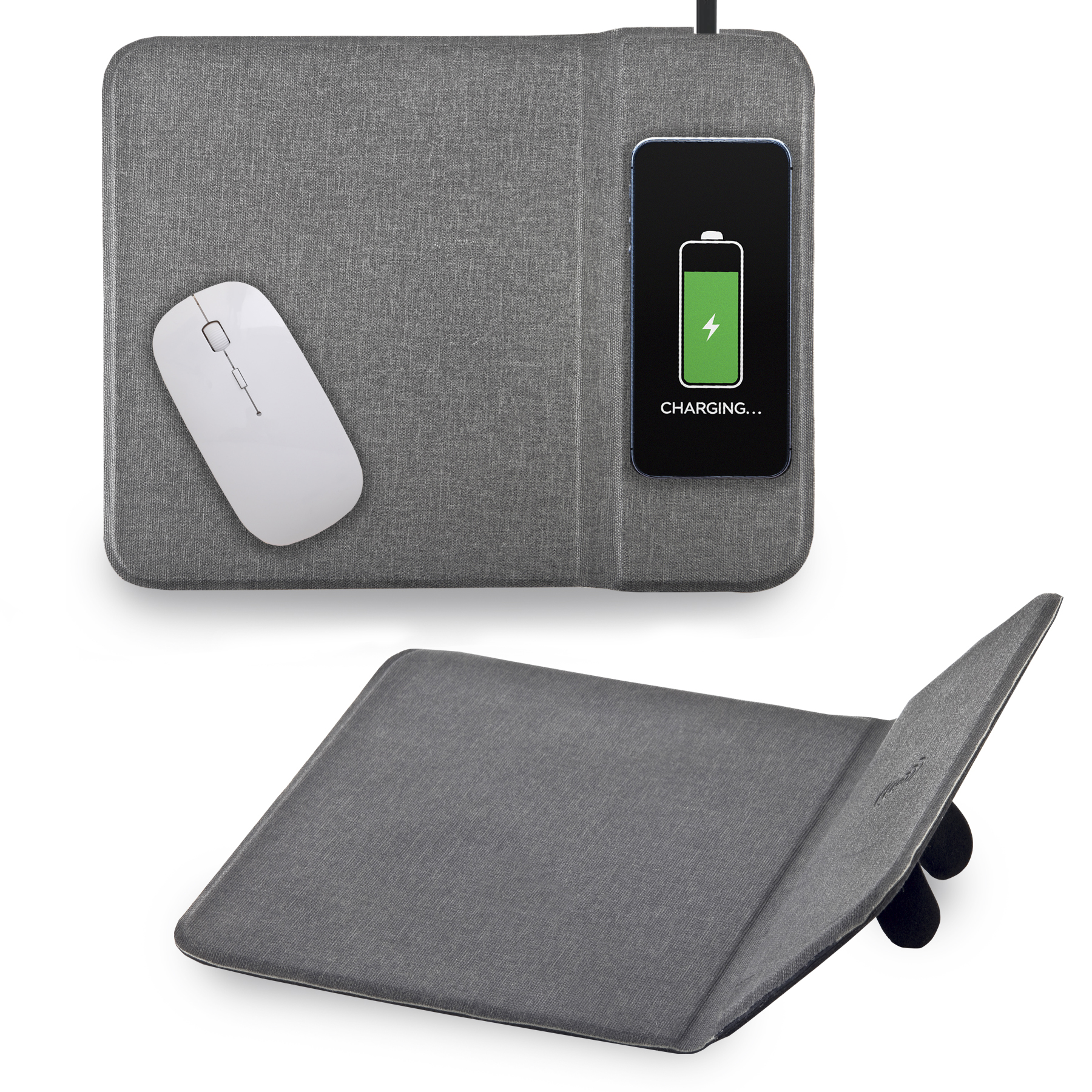 אפיק - משטח שולחני לעכבר מחשב עם טעינה אלחוטית מהירה 15W.
ניתן לקיפול עם רגלית קפיצית לתמיכה. 
כבל USB/Type-C. 