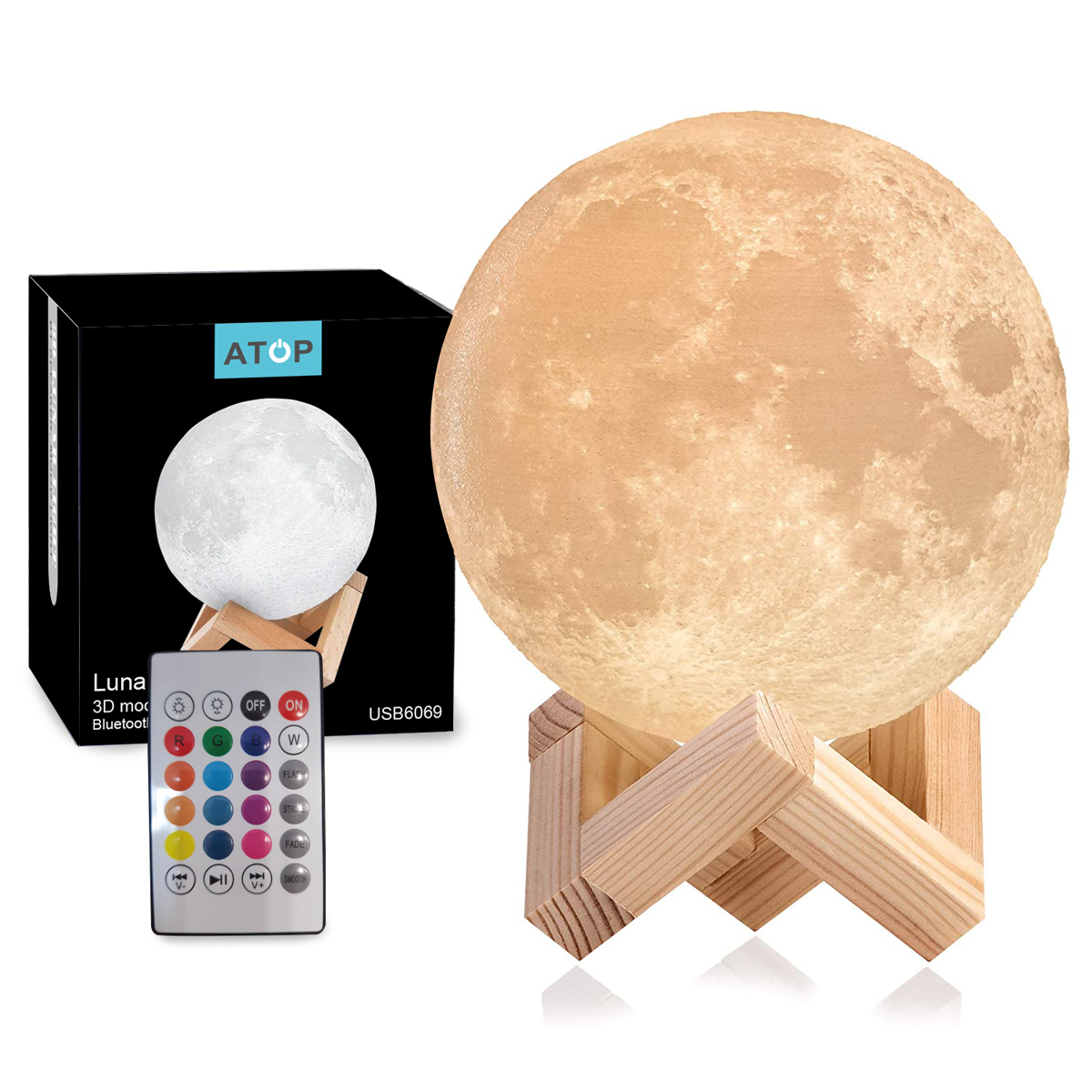 לונה - מנורת אווירה עם רמקול ומטען 2,000mAh.
מידות: 14x13.5x13.5 ס