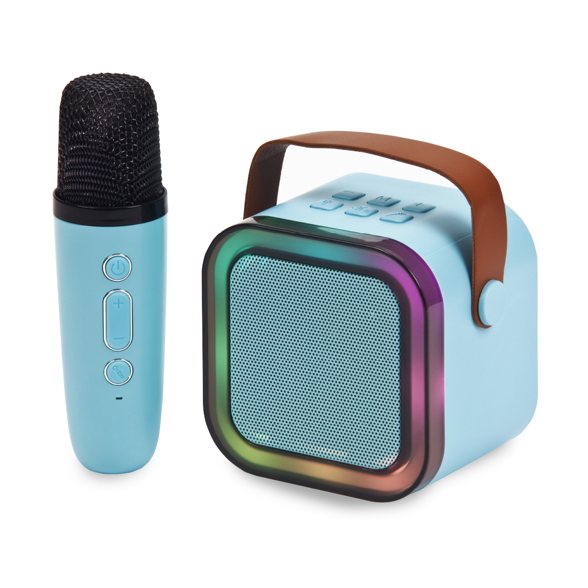 קריוקי - רמקול קריוקי עם מיקרופון בסגנון רטרו,  89x69x90 מ”מ.
עוצמת הרמקול 5W.
סוללה נטענת, חיבור כרטיס זכרון.