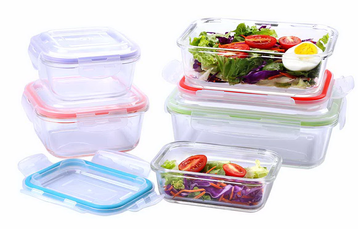 סט אחסון מזכוכית, 10 חלקים עם מכסה.
זכוכית בורוסקילט עמידה לתנור (ללא המכסה) למיקרוגל ולמקפיא.
5 כלים בגדלים שונים:
קופסא מלבנית: 1520 מ