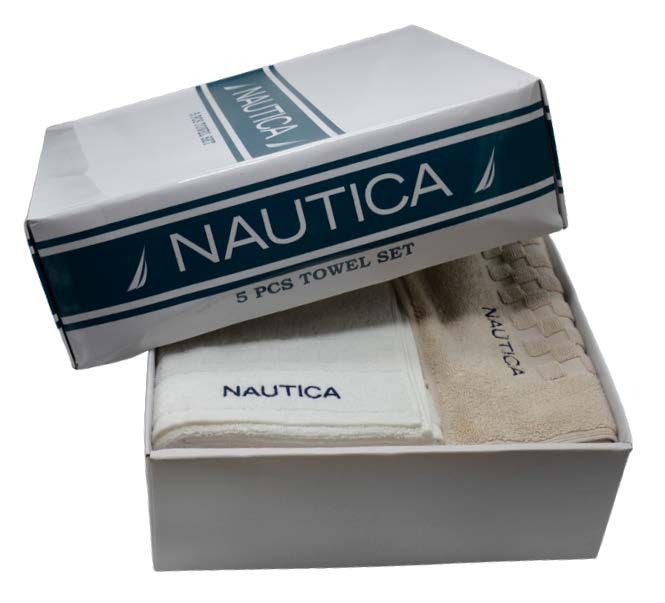 סט 5 מגבות יוקרתי מבית המותג נאוטיקה. 
הסט כולל: 2 מגבות גוף 150x100 ס