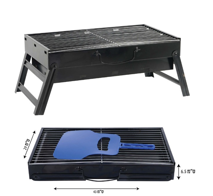 מנגל מתקפל + נף נף
רשת אל חלד עליונה ופנימית.
