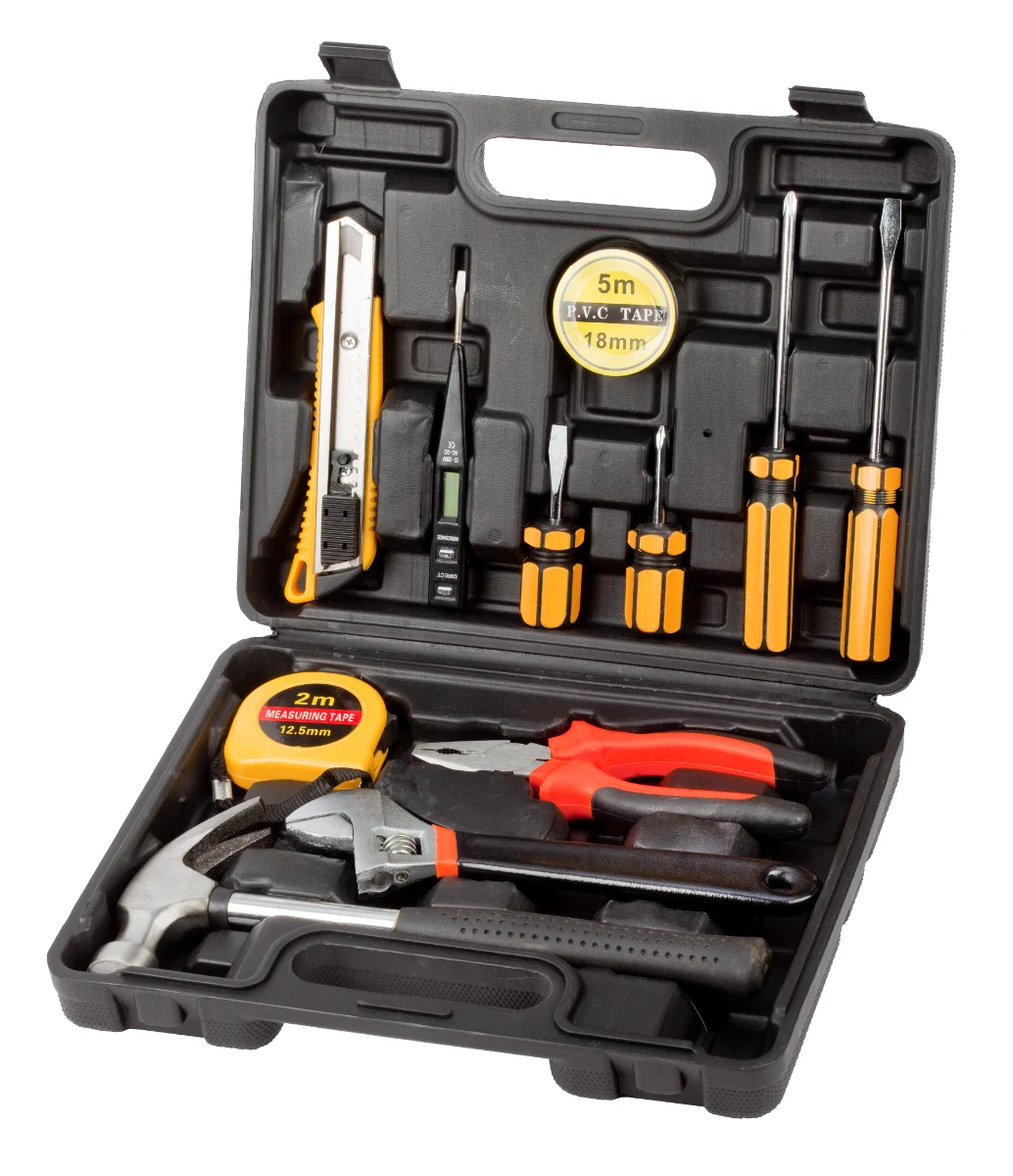 ארגז כלי עבודה לשימוש ביתי המכיל: 
פטיש + חולץ מסמרים יצוק 0.3 ק